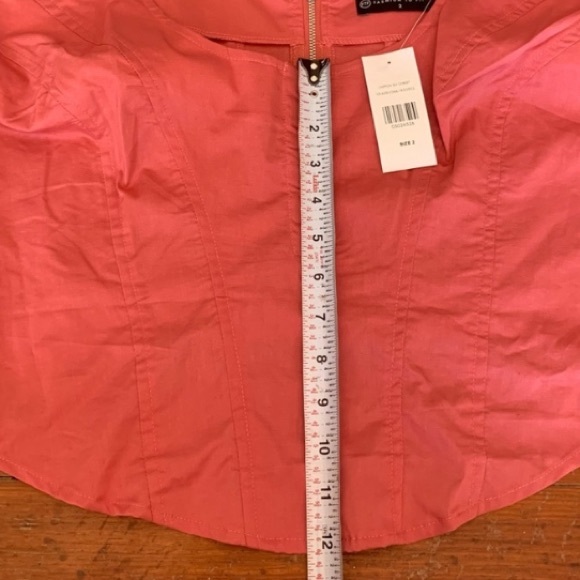 Fashion To Figure Pink Corset Chiffon Sleeve Cold Shoulder Balloon Sleeve Top - Picture 11 of 15